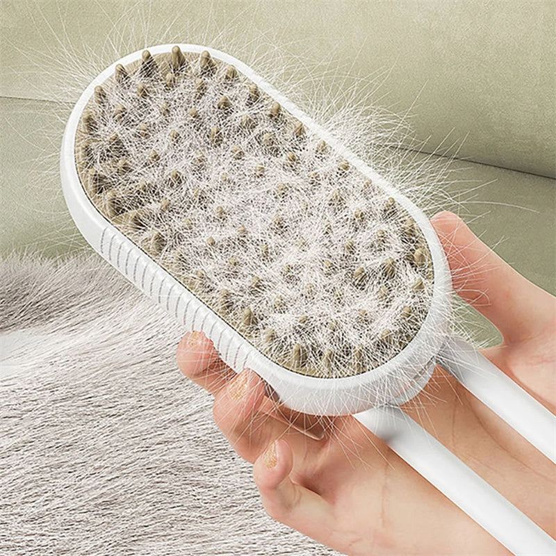 3-in-1 Electric Cat and Dog Steam Brush - Grooming, Massage, and Hair Removal Comb for Pets