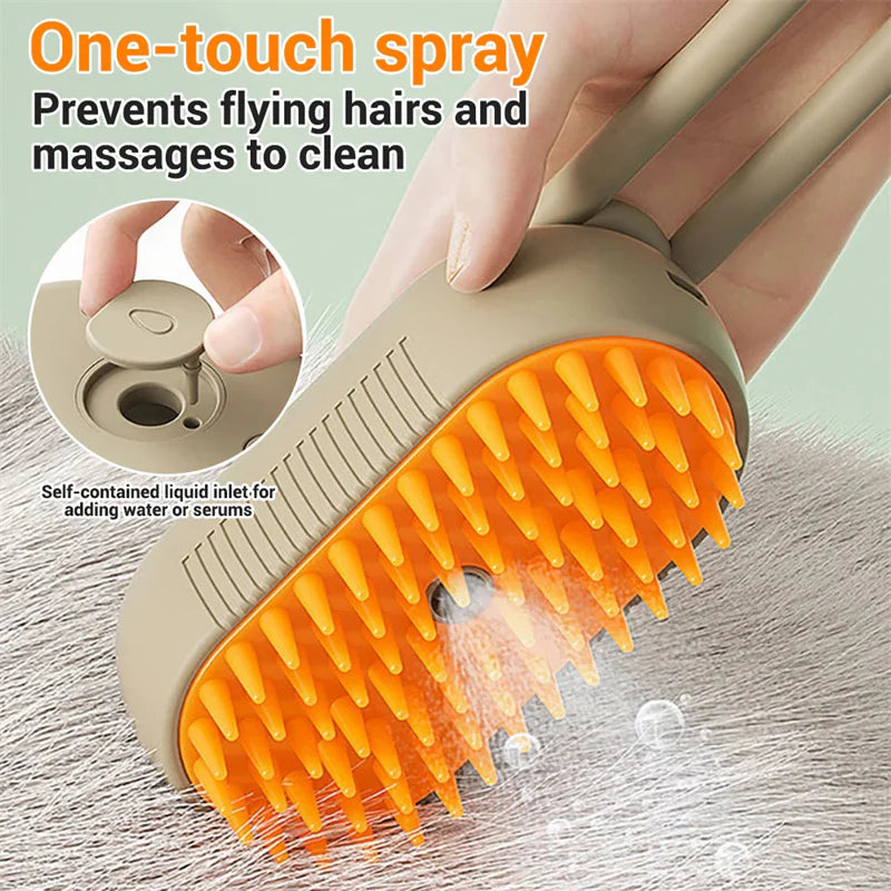 3-in-1 Electric Cat and Dog Steam Brush - Grooming, Massage, and Hair Removal Comb for Pets